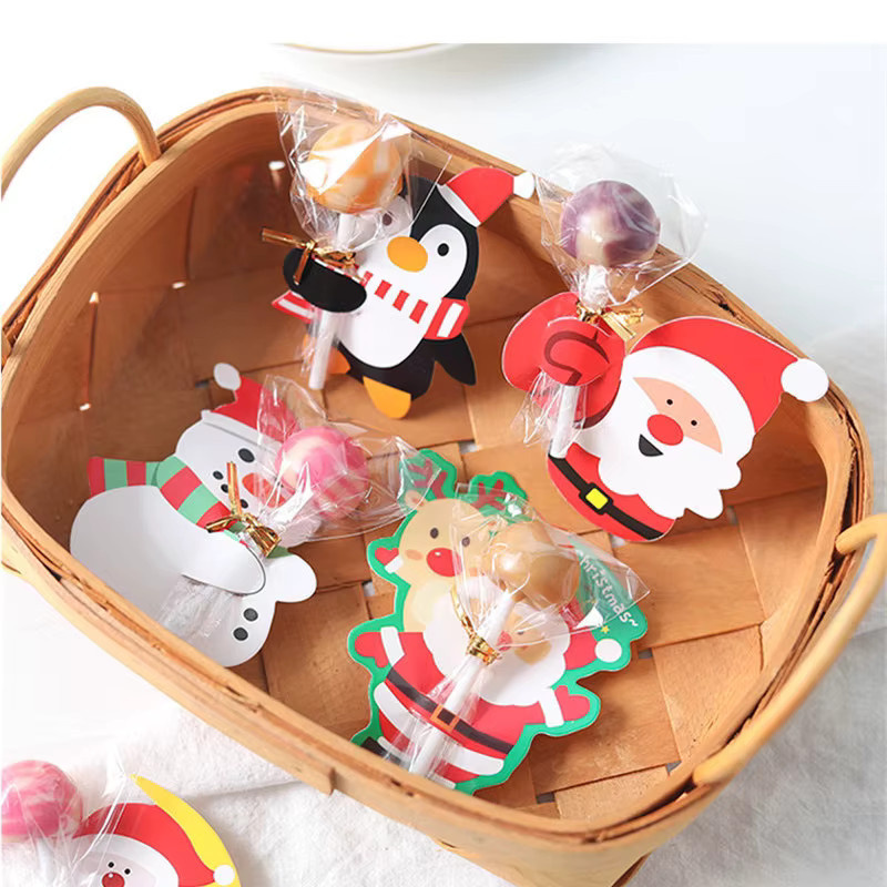 Weihnachten Lutscher Papierkarten mit Santa Claus, Pinguin und Schneemann als bunte Party Dekoration und Geschenkverpackung für Kinder - Bild 4