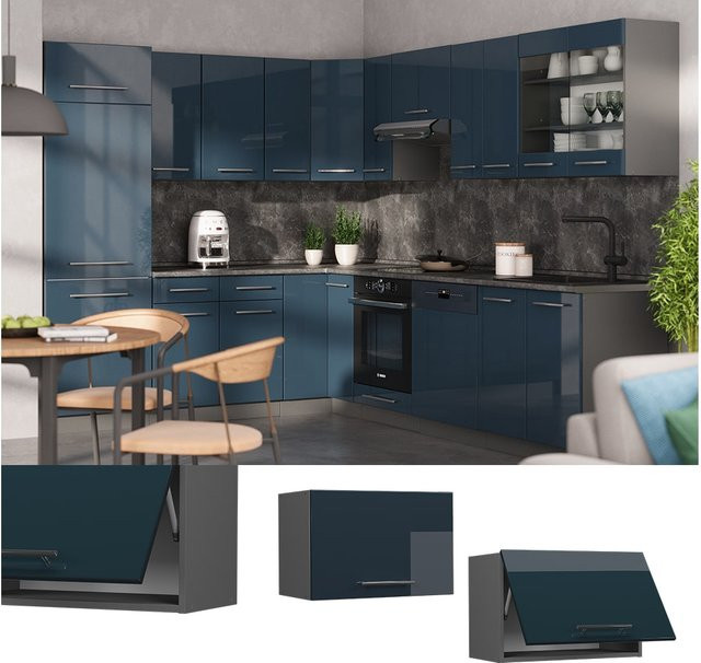 Vicco Hängeschrank Fame-Line Küche Anthrazit Dunkelblau Hochglanz B: 60 cm, T: 34,1 cm, H: 40 cm - Bild 1
