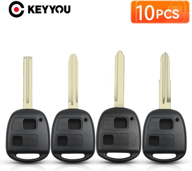 KEYYOU 10 Stück Auto-Fernbedienungsschlüssel Gehäuse für Toyota Camry Rav4 Corolla Prado Yaris Tarago Cruiser Land in Schwarz - Bild 1
