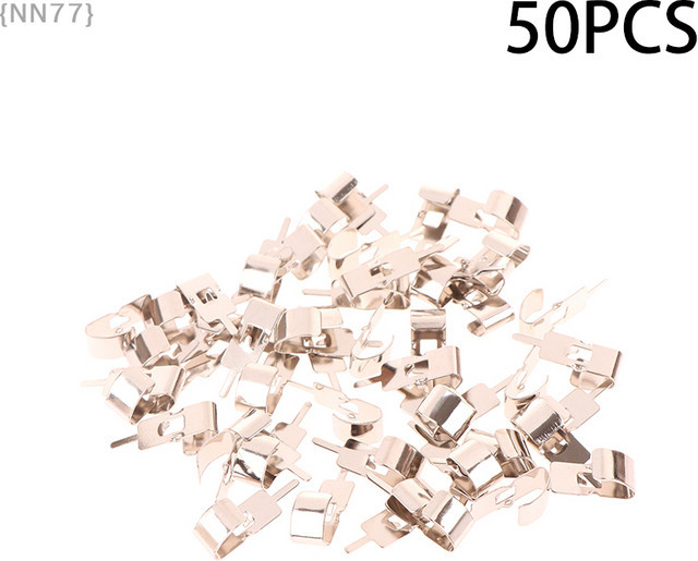 50 Stück 18650 Batterie-Clip-Halter aus Stahl in Silber mit hoher Zugfeder für sicheren Batterieanschluss und DIY-Projekte - Bild 1