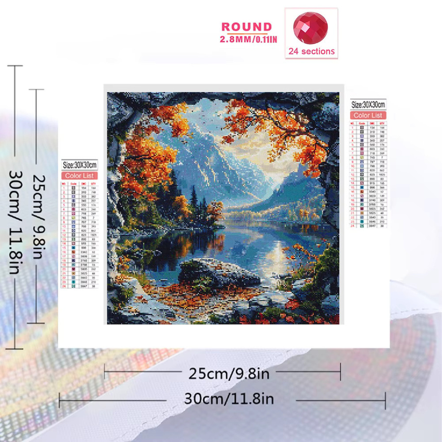 EverShine Diamant-Mosaik Landschaft mit Berg und Baum als Kreuzstich-Stickerei in Multicolour - Bild 2