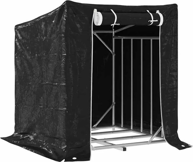 vidaXL Brennholzregal mit Regenschutz aus verzinktem Stahl in Schwarz, B/T/H: 101 x 61 x 110,5 cm - Bild 1