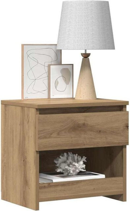 Vidaxl Nachttische 2er Set aus Holzwerkstoff in Eiche Natur Braun, B/T/H: 40 x 30 x 39 cm - Bild 1