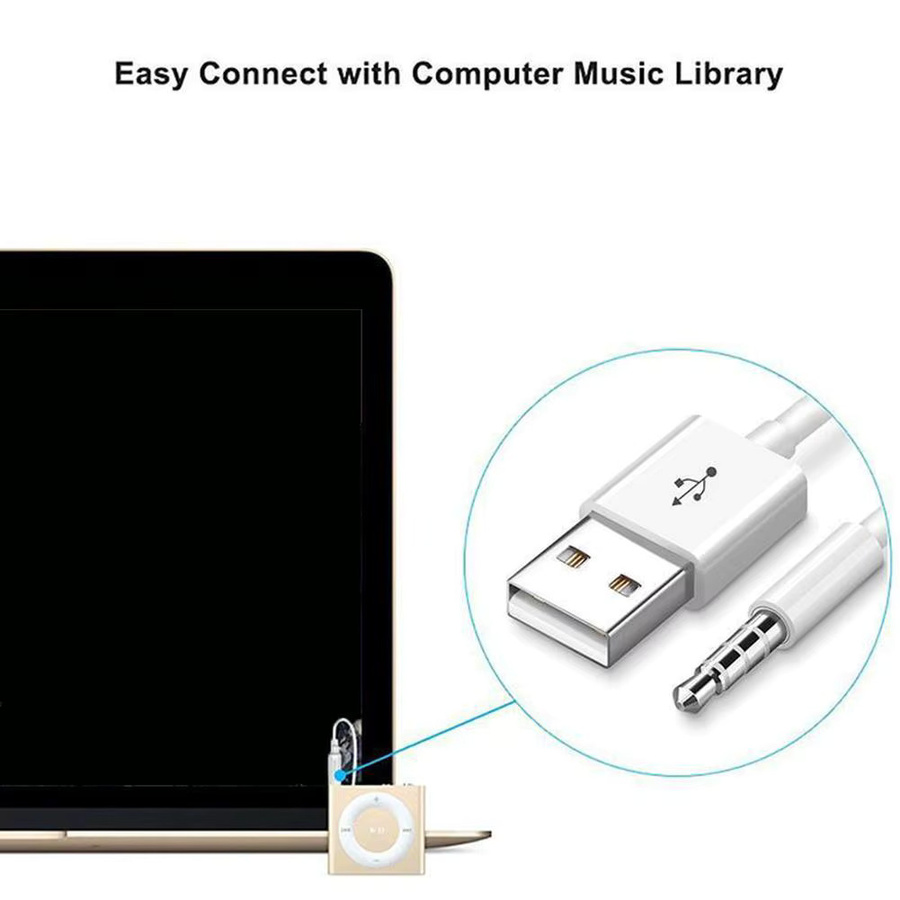 Apple USB zu 3,5 mm Klinke Ladekabel und Datenkabel für iPod Shuffle in Weiß - Bild 2