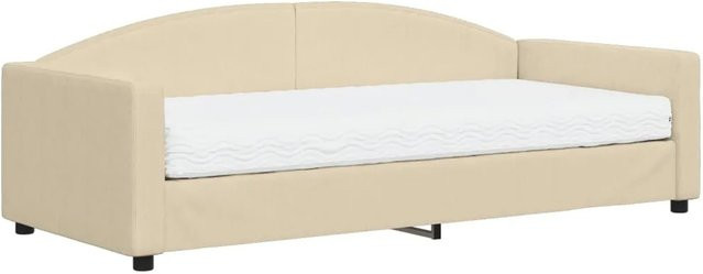 vidaXL Tagesbett mit Matratze in Creme und Beige, gepolstert aus Stoff und Holz mit Schaumstoff, B/T/H: 200 x 90 x 75 cm - Bild 1