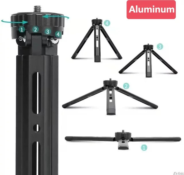 DJI Mini-Stativ aus Aluminiumlegierung in Schwarz mit 1/4-Zoll-Schraube für DSLR, Canon, Nikon und Sony Kameras sowie Projektoren - Bild 1