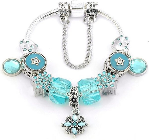 Allbestart Charm-Armband, versilberte Schlangenkette, Kristalle, 18cm, Kinder und Frauen - Bild 1