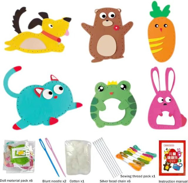Binchi Outdoor Product DIY Tierfilz Nähset, 6-teiliges Set, ab 8 Jahren - Bild 1