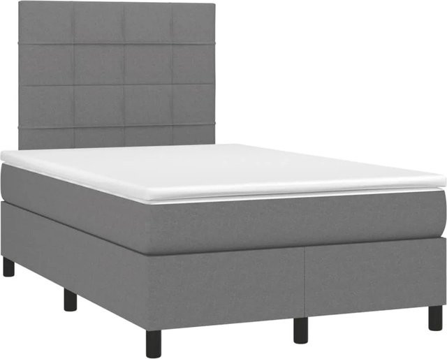 vidaXL Boxspringbett Hybrid mit Matratze und Taschenfederkern, Grau/Weiß, B/T: 120 x 200 cm - Bild 1