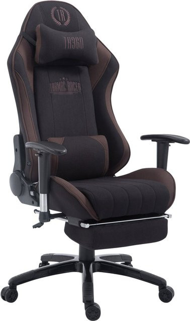 TPFLiving Racing Bürostuhl Shiva Gaming Chair aus Stoff mit Fußablage und Kopfstütze Schwarz/Braun - Bild 1