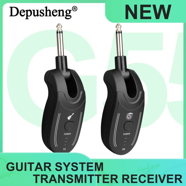 Depusheng G55 UHF Drahtloses Gitarrensystem Sender und Empfänger in Schwarz für Musikinstrumente mit Langstreckenübertragung - Bild 1