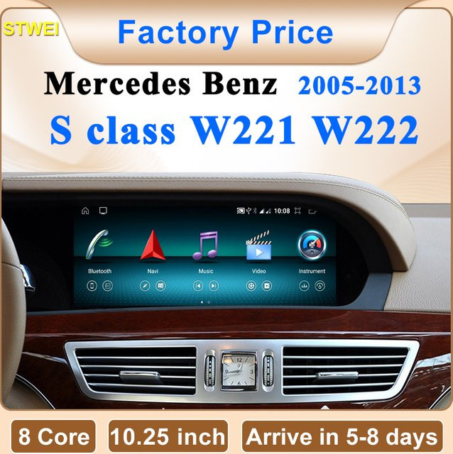 STWEI Auto Multimedia System mit 10,25 Zoll Bildschirm für Mercedes Benz S Klasse W221 NTG 3,0 3,5 mit Android Auto, CarPlay, Wi-Fi und Bluetooth in Schwarz - Bild 1