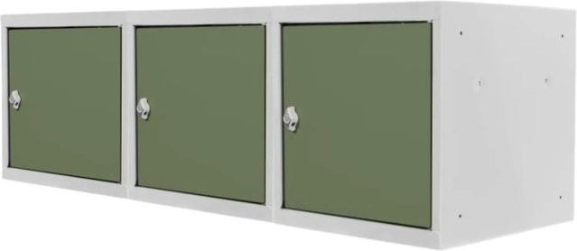 PROREGAL Blocky Schließfachwürfel Set aus 3 Stück mit Drehriegelschloss für Vorhängeschlösser, Farbe: Lichtgrau/Grün, B/T/H: 40 x 40 x 40 cm - Bild 1