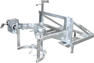 Fasskipper Bauer Typ FD/L für 110 bis 220 l Fässer mit Handkurbel und Stapleraufnahme, verzinkt, Silber - Bild 1