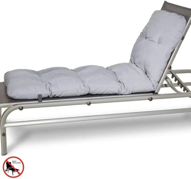 Beautissu 2er Set Sonnenliege Auflage Flair RL Hellgrau, gesteppt, B/T/H: 190 x 60 x 8 cm - Bild 1