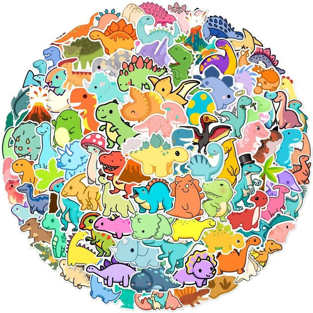 100 Stück Mini-Dinosaurier-Aufkleber-Set in Multicolor von AnimeWorlds Store für Wasserflaschen und Skateboards - Bild 1