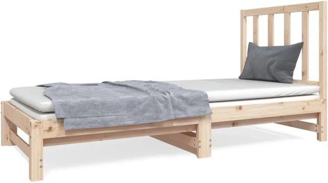vidaXL Ausziehbares Tagesbett aus Massivholz Kiefer in Braun mit Schlaffunktion B/T/H: 180 x 190 x 95 cm - Bild 1
