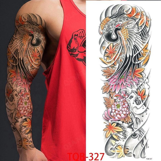 Temporäre Tattoo-Ärmel Flower Love, Unisex, 480x170 mm - Bild 1