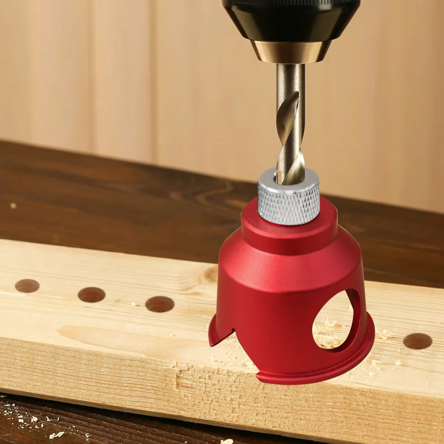 Bohrführung aus Aluminiumlegierung für Holzverbindungen, Dübellehre und vertikaler Bohrpositionierer, Farbe: Rot, Durchmesser: 3-10 mm - Bild 3
