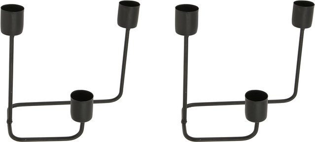 OutsideWorld 2er-Set 3-armiger Kerzenhalter aus Metall in Schwarz für Hochzeit und Partys - Bild 1
