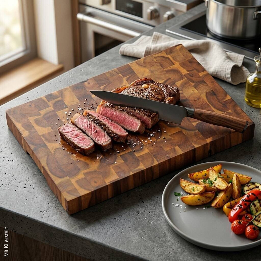 Kesper Tranchierbrett aus Akazie Holz in Braun mit Griff, Rechteckig, B/H/L: 30 x 4 x 42 cm - Bild 3