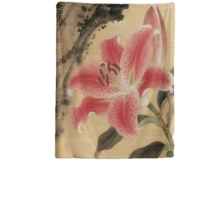 JMG Household Supplies Wandteppich mit rosa Lilien aus Polyester, Blumiges Design für Schlafzimmer und Wohnzimmer, B/H: 40 x 60 cm - Bild 1