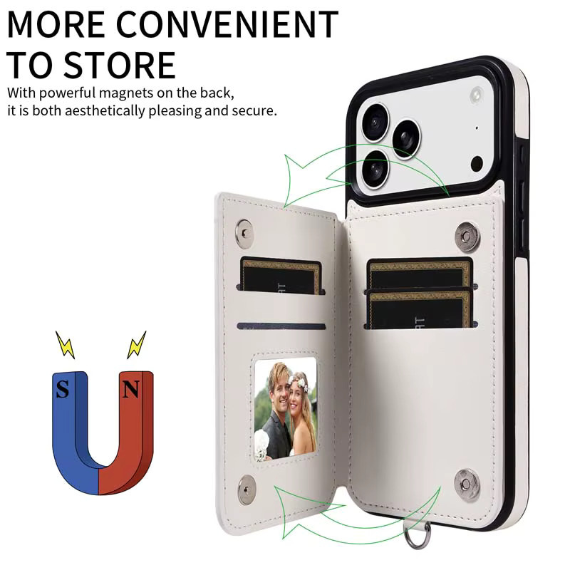 Magnetische Leder-Handyhülle für iPhone 17 Pro Max als Flip Wallet Cover mit Kartensteckplatz in Schwarz - Bild 4