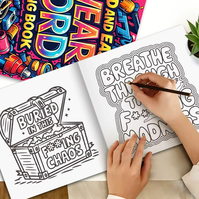 Graffiti-Malbuch für Erwachsene mit 32 Seiten und frechen Worten zur Stressbewältigung und Kunsttherapie in Multicolour - Bild 4