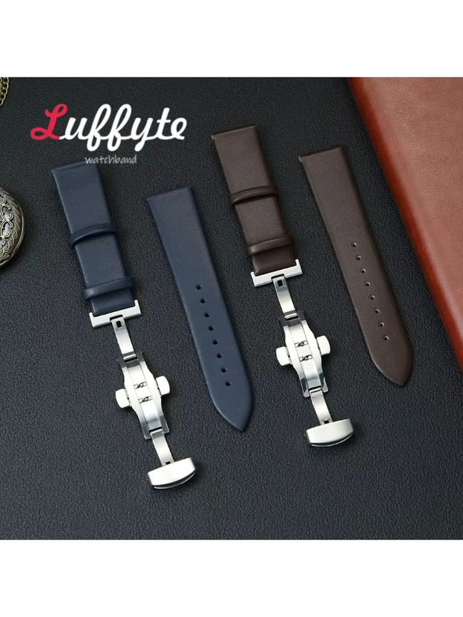 luffyte Uhrenarmband PU-Leder, Edelstahl, Schwarz, Unisex - Bild 2