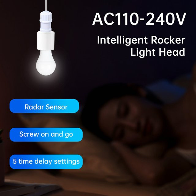 Aideepen Intelligenter E27 Lampenfassung mit Radar-Induktionssensor und Fernbedienung, Weiß - Bild 1