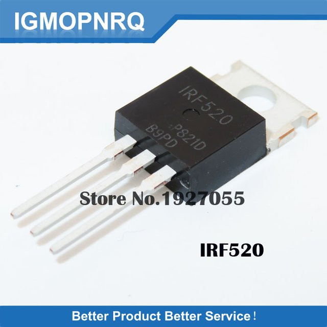 10 Stück IRF520N N-Kanal MOSFET im TO-220 Gehäuse, Farbe: Schwarz - Bild 1