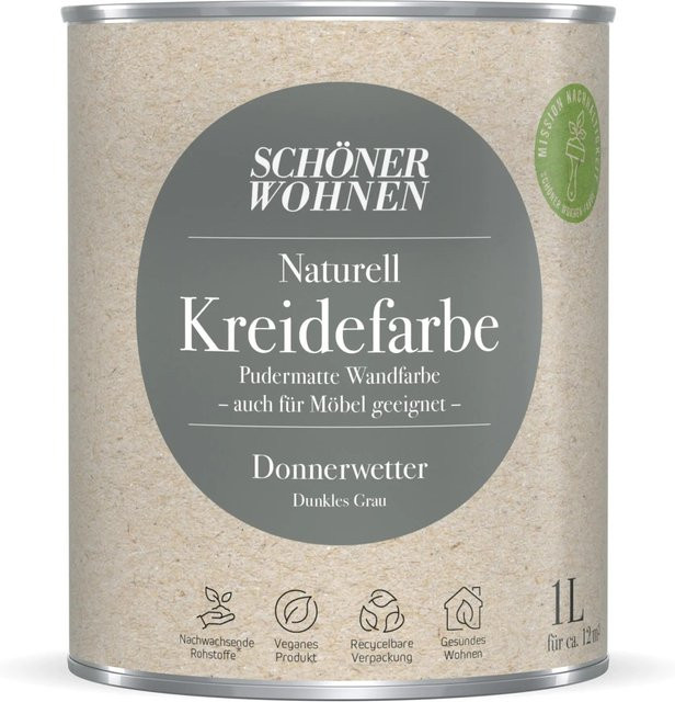 Schöner Wohnen Kreidefarbe Naturell Donnerwetter in Grau und Weiß - Bild 1