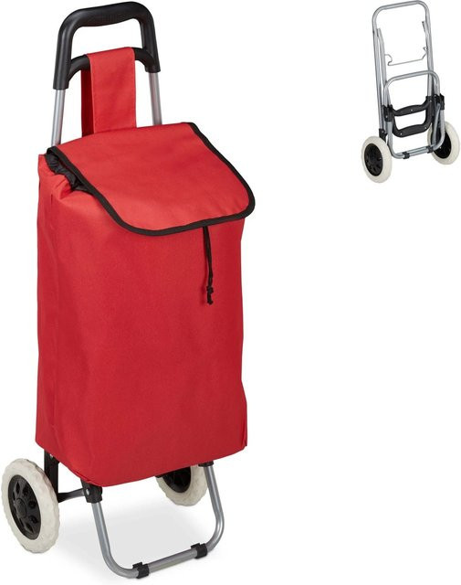 Relaxdays Einkaufstrolley aus Stoff und Stahl in Rot, faltbar, B/T/H: 91 x 40 x 30 cm - Bild 1