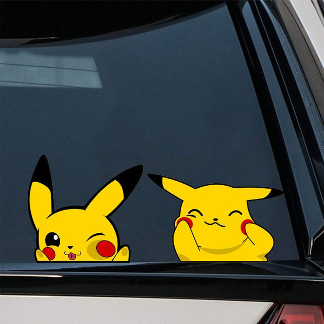 Wasserfeste Pokemon Peek Sticker von Bandai mit Squirtle und Pikachu in Gelb für Auto und Wand - Bild 1