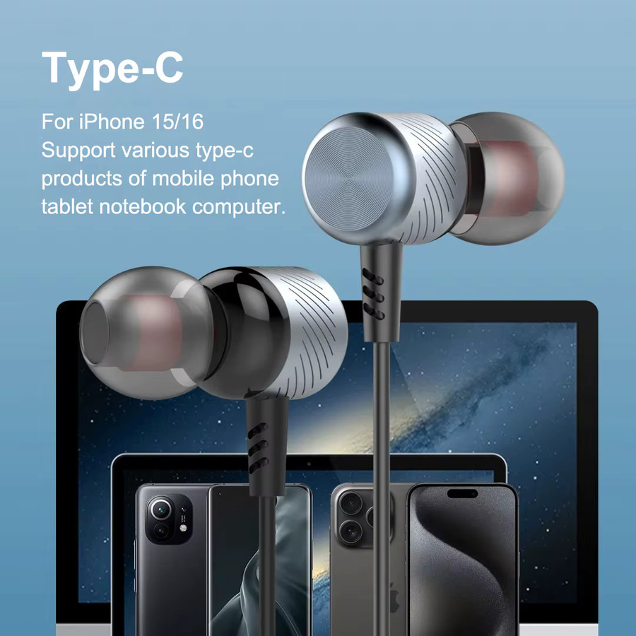EARDECO In-Ear Bass-Kopfhörer mit Kabel und Mikrofon, Stereo-Gaming-Ohrhörer mit Rauschunterdrückung, 3,5 mm Klinkenanschluss, Schwarz/Silber - Bild 2