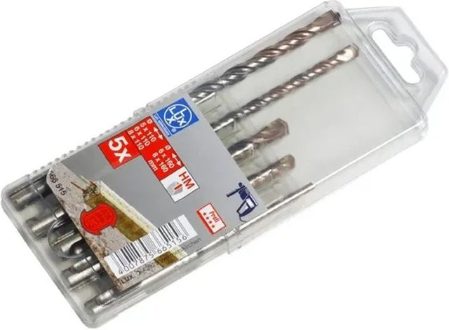 LUX-TOOLS SDS-Plus Bohrer-Set 5-teilig, Carbide-Tipped, Silber, 5-8 mm - Bild 1