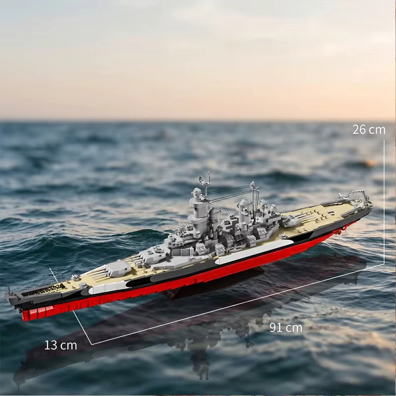 barweer USS Missouri Schlachtschiff, Konstruktionsmodell, 2.568 Teile, Maßstab 1:300 - Bild 6