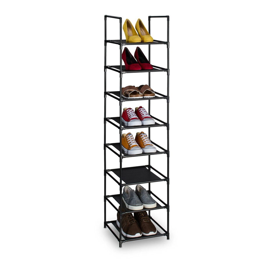 Relaxdays Schuhregal aus Stahl und Vlies in Schwarz und Grau mit 8 Ebenen, H 140 cm x B 33 cm x T 33 cm - Bild 2