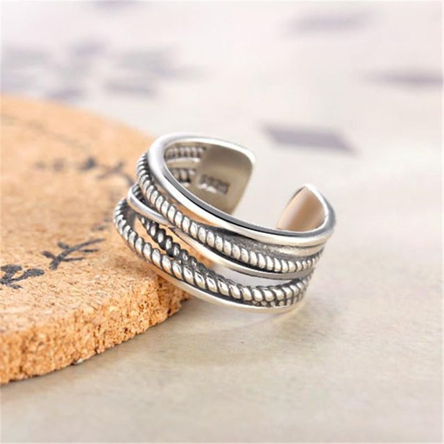 YIRAN Jewelry Ring, 925 Silber, Vintage, Kreuz, Unisex - Bild 1
