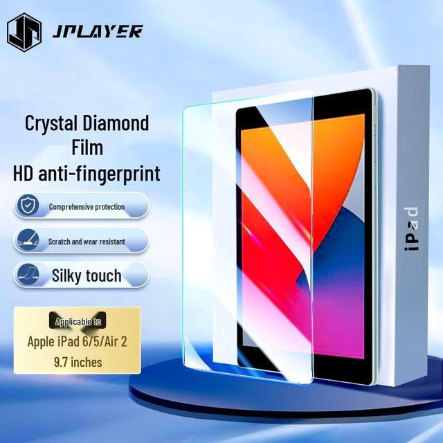 JPLAYER Displayschutzfolie aus gehärtetem Glas mit Papier-Effekt für Apple iPad 5, iPad 6 und iPad Air 2 9,7 Zoll in Rot - Bild 1