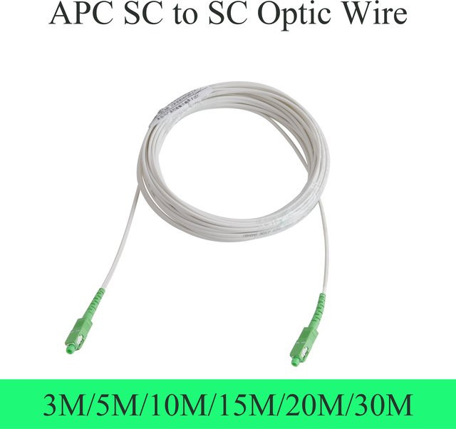 LYNNDM Glasfaserkabel APC SC zu SC Singlemode Simplex Patchkabel für den Innenbereich, Farbe: Weiß - Bild 1