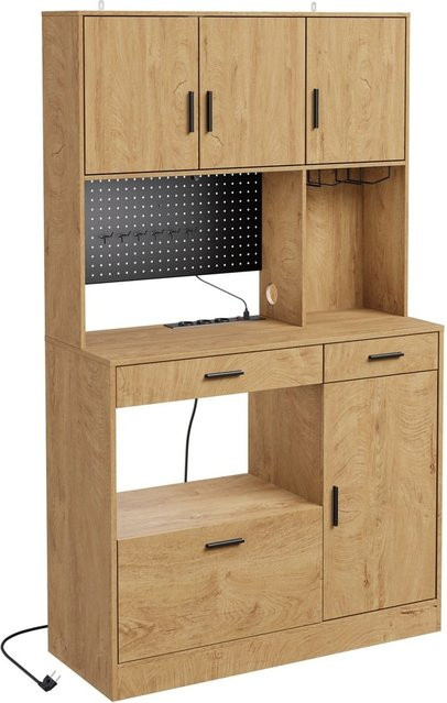 SoBuy Küchenschrank in Braun mit 3 Schubladen und Türen, moderner Aufbewahrungsschrank aus MDF - Bild 1