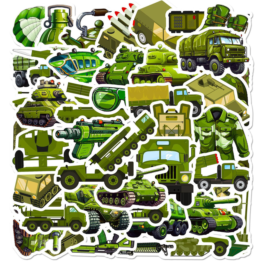 50 wasserfeste Militärpanzer Aufkleber für Laptop und Koffer, personalisierbare DIY Sticker in Multicolour - Bild 3