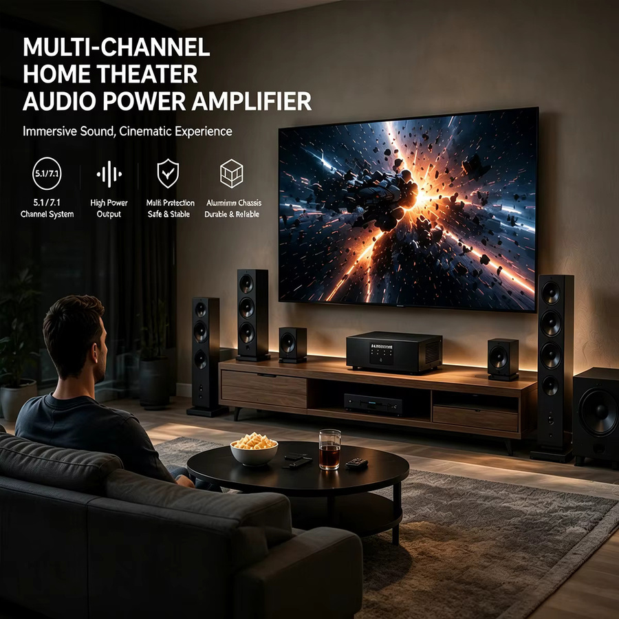 3eAudio PAM252 Mehrkanaliger Leistungsverstärker 8-Kanal 250W pro Kanal TPA3255 PBTL GaN & PFFB THD 0,0003% bei 8Ω Schwarz - Bild 3