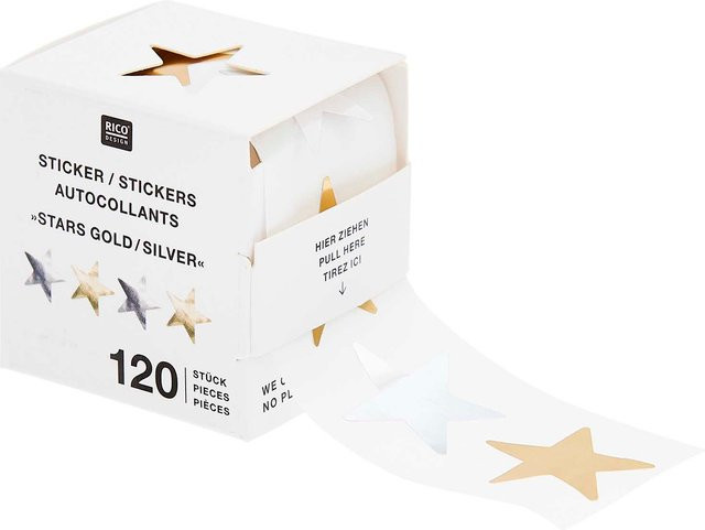 Rico Design Paper Poetry Mini-Sticker Sterne in Gold und Silber auf der Rolle - Bild 1