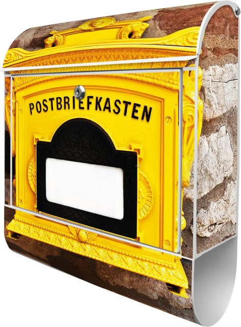 Banjado Design Briefkasten Weiß Pulverbeschichtet mit Zeitungsfach und 2 Schlüsseln, Wandmontage, B/H/T: 39 x 47 x 14 cm - Bild 1