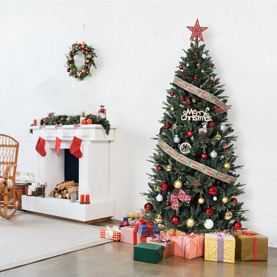 HiMISS Künstlicher Weihnachtsbaum in Grün mit dichtem PE/PVC-Material und stabilem Metallständer - Bild 2