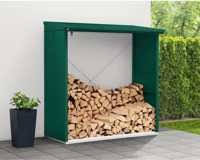 Ecostar Kaminholzregal Elegant-V aus Metall in Moosgrün, B/H/T: 181,4 x 198 x 102,5 cm - Bild 1
