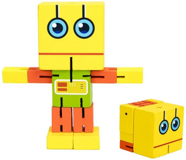 Holz Ausdruck Bausteine Magischer Würfel, Kreativer Verformungsroboter, Holzpuzzle, Gelb, ab 3 Jahre - Bild 1
