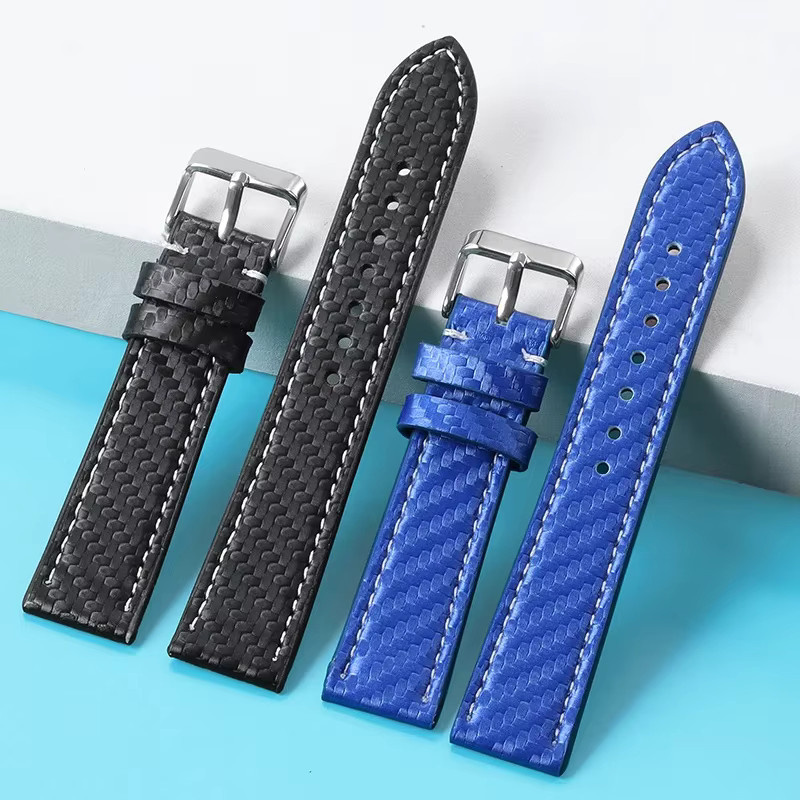 HQstrap Uhrenarmband Leder, Kohlefaser-Maserung, Bunt, Unisex - Bild 3